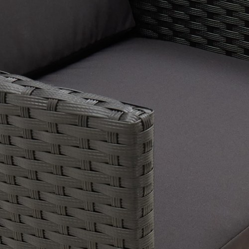 Havestole med hynder - 2 stk. polyrattan, sort
