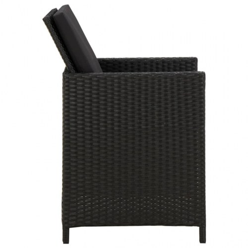 Havestole med hynder - 2 stk. polyrattan, sort
