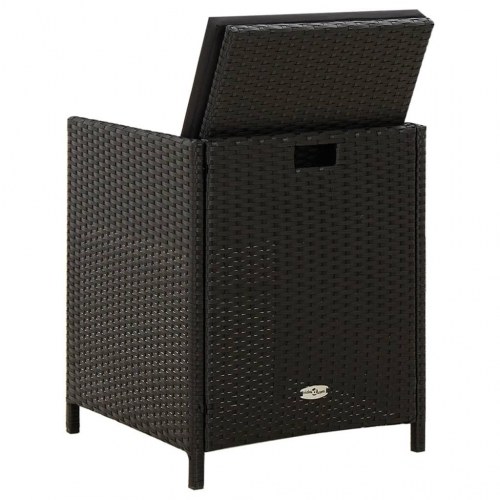 Havestole med hynder - 2 stk. polyrattan, sort