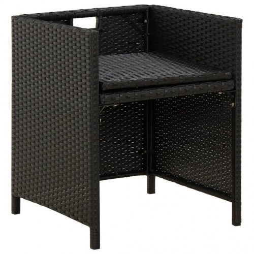 Havestole med hynder - 2 stk. polyrattan, sort