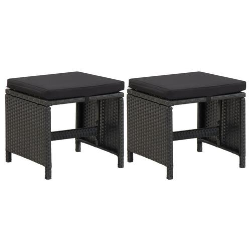 Haveskamler med hynder 2 stk. polyrattan sort
