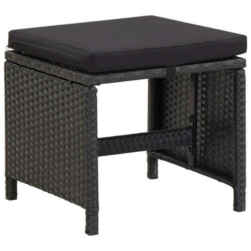 Haveskamler med hynder 2 stk. polyrattan sort