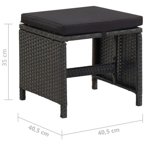 Haveskamler med hynder 2 stk. polyrattan sort