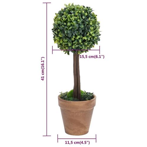 Kunstige buksbom med krukker 2 stk. 41 cm kugleformet grøn