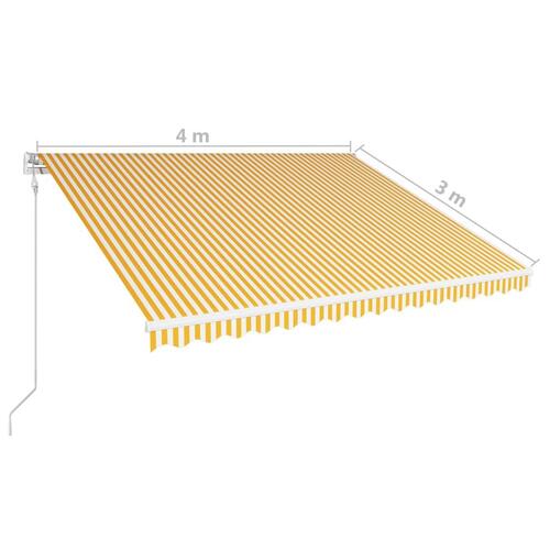 Automatisk foldemarkise 400 x 300 cm gul og hvid