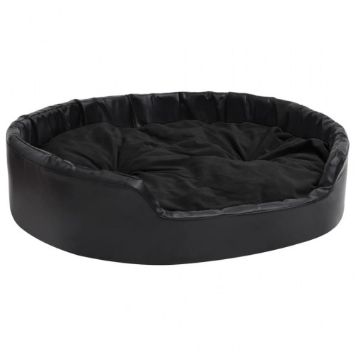 Hundekurv 99×89×21 cm - plys og kunstlæder, sort