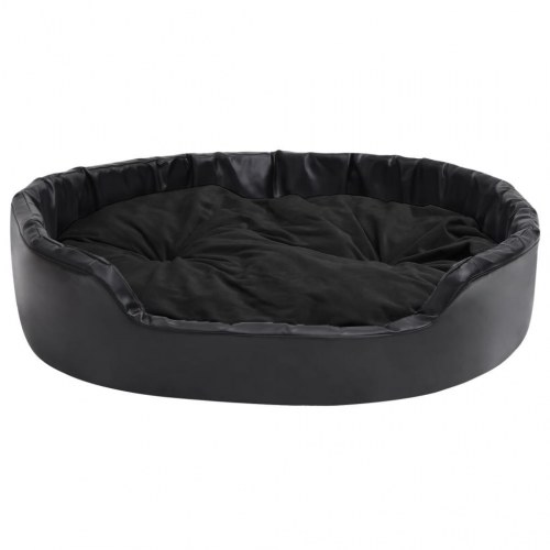 Hundekurv 99×89×21 cm - plys og kunstlæder, sort