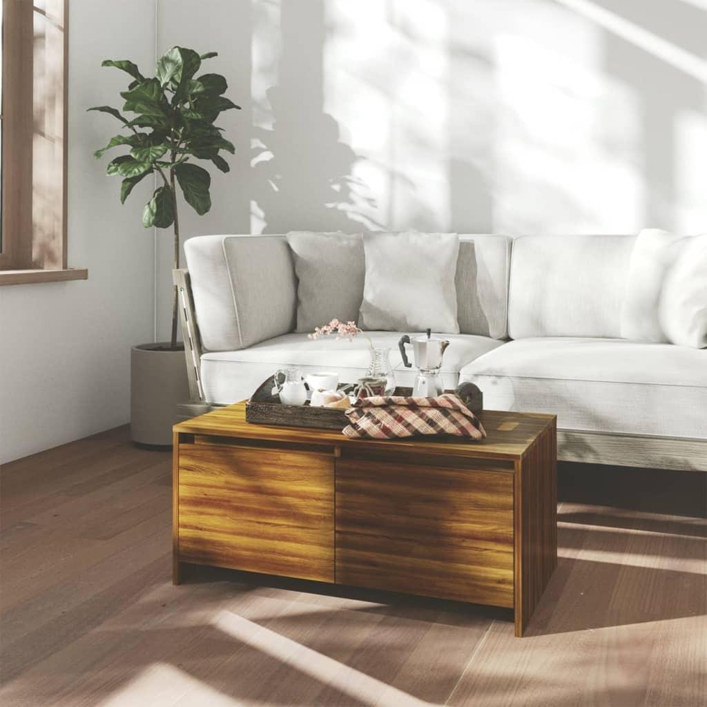 Sofabord 90x50x41,5 cm konstrueret træ brun egetræsfarve