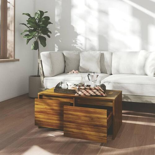 Sofabord 90x50x41,5 cm konstrueret træ brun egetræsfarve