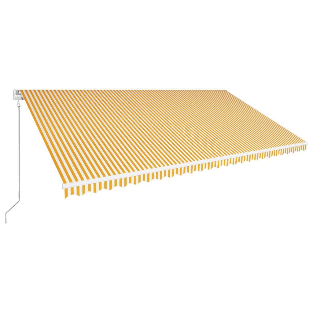 Foldemarkise med automatisk betjening 600 x 300 cm gul og hvid
