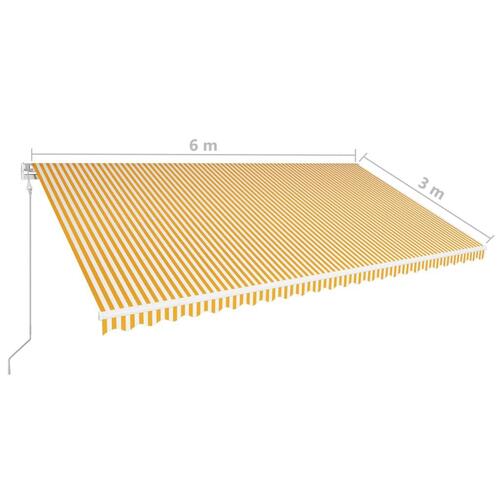 Foldemarkise med automatisk betjening 600 x 300 cm gul og hvid