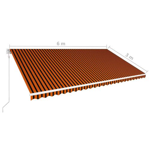 Foldemarkise med automatisk betjening 600 x 300 cm orange brun