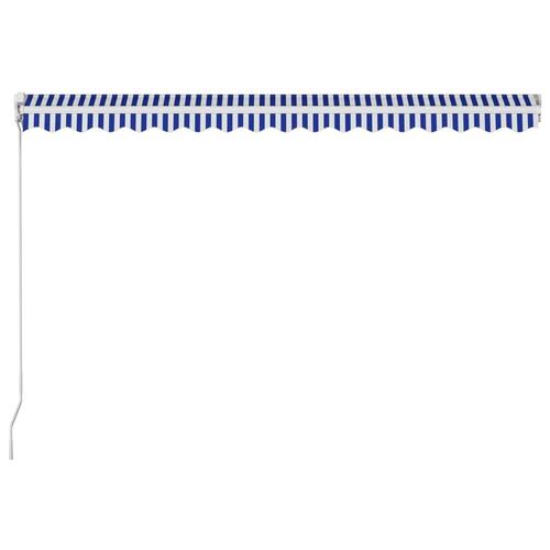 Foldemarkise manuel betjening 400 x 300 cm blå og hvid