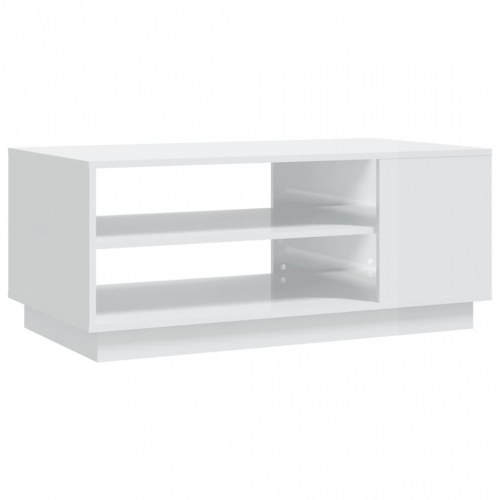 Sofabord 102x55x43 cm konstrueret træ hvid højglans