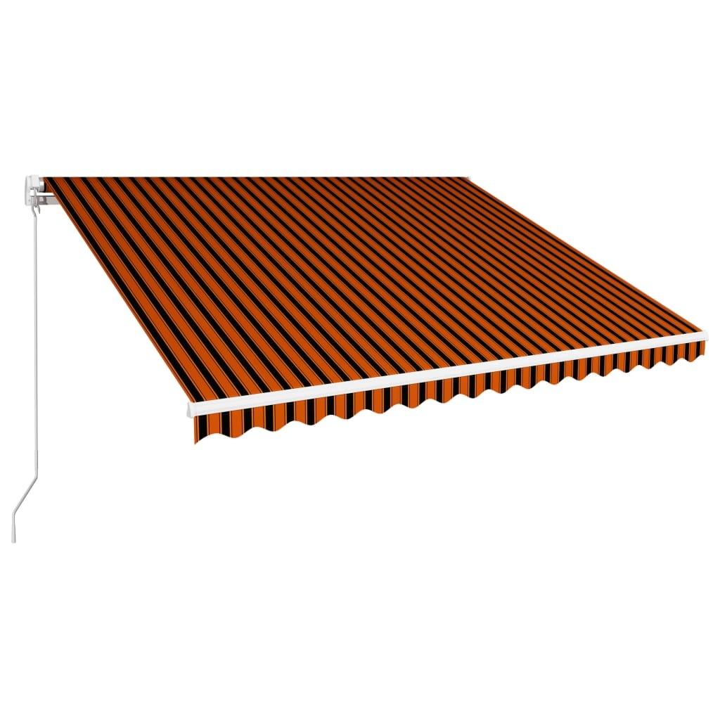 Foldemarkise manuel betjening 400 x 300 cm orange og brun