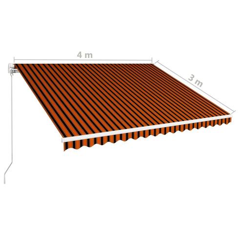 Foldemarkise manuel betjening 400 x 300 cm orange og brun