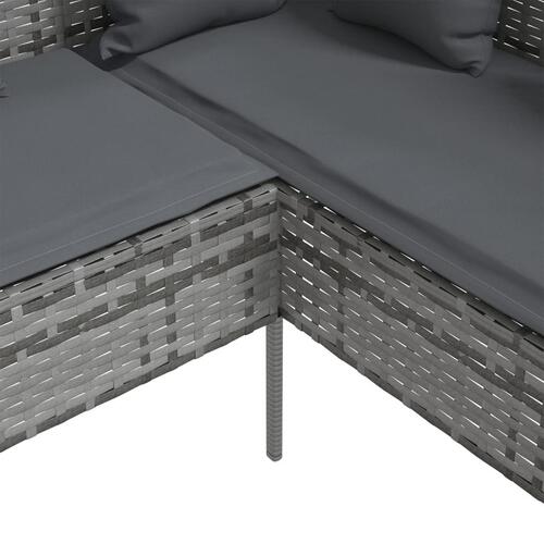L-formet sofa med hynder polyrattan grå