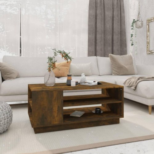 Sofabord i konstrueret træ - 102 × 55 × 43 cm, røget egetræsfarve