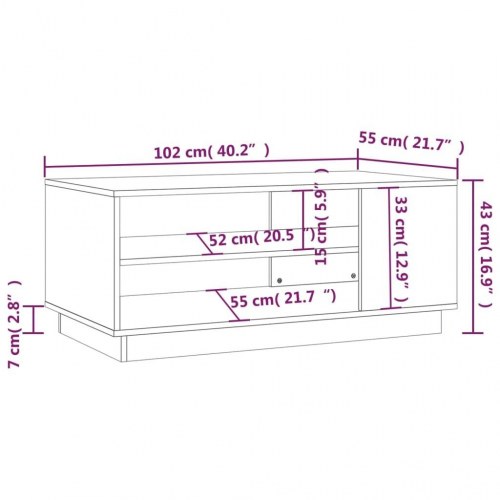 Sofabord i konstrueret træ - 102 × 55 × 43 cm, røget egetræsfarve