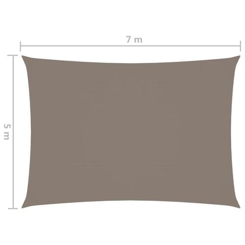 Solsejl 5x7 m rektangulær oxfordstof gråbrun
