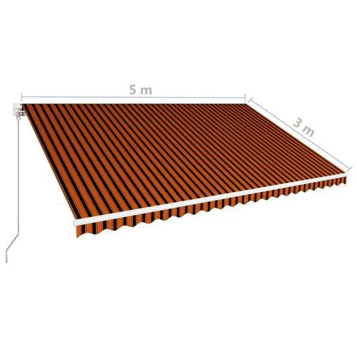 Foldemarkise manuel betjening 500 x 300 cm orange og brun