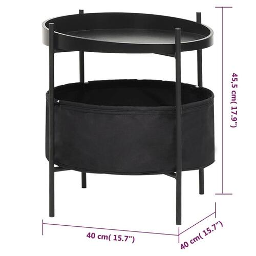 Sidebord med kurv 40x40x45,5 cm sort