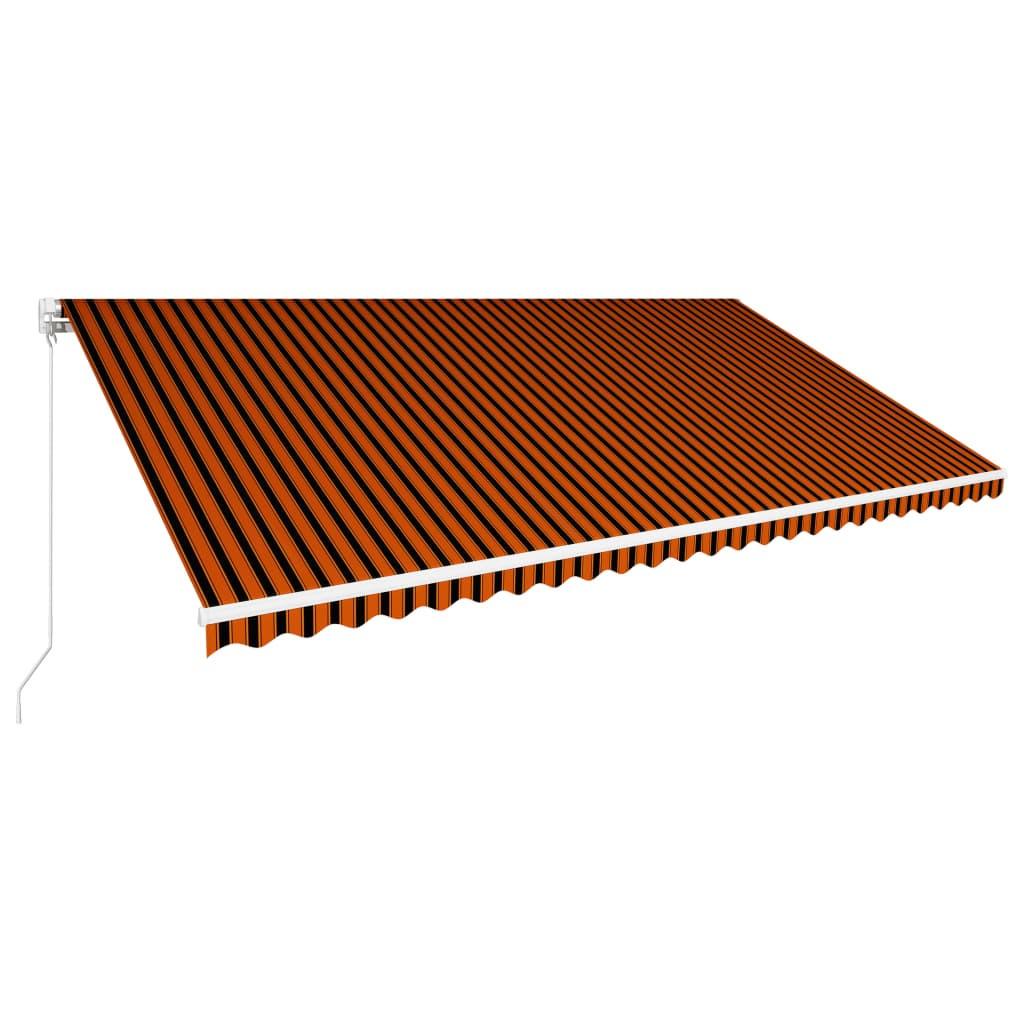 Foldemarkise manuel betjening 600 x 300 cm orange og brun