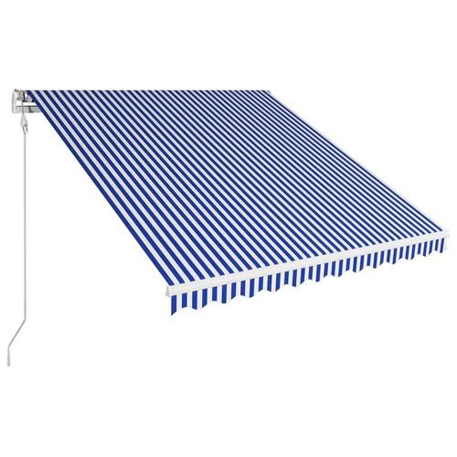 Automatisk foldemarkise 350 x 250 cm blå og hvid