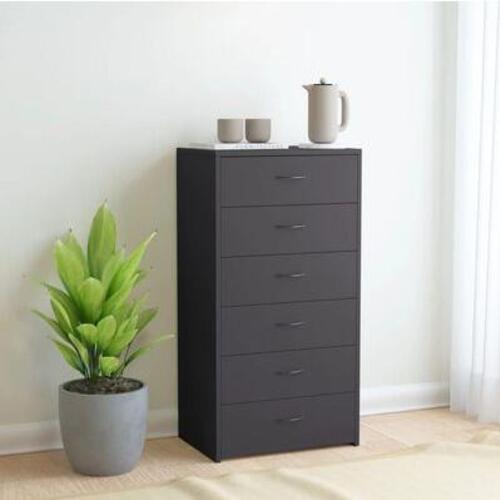 Kommode med 6 skuffer 50x34x96 cm konstrueret træ grå