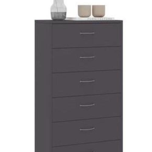 Kommode med 6 skuffer 50x34x96 cm konstrueret træ grå