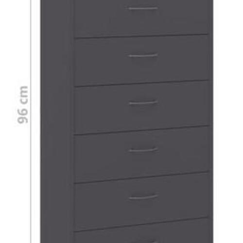 Kommode med 6 skuffer 50x34x96 cm konstrueret træ grå