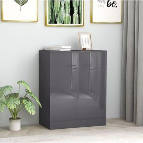 Skænk 60x30x75 cm konstrueret træ grå højglans