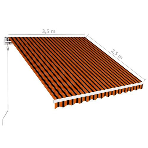 Automatisk foldemarkise 350 x 250 cm orange og brun