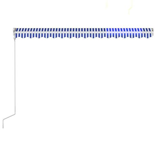 Automatisk foldemarkise 450 x 300 cm blå og hvid