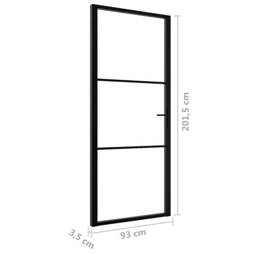 Indvendig dør 93x201,5 sikkerhedsglas og aluminium sort