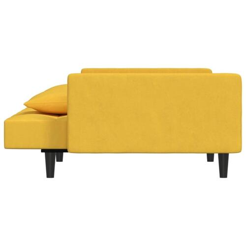 2-personers sovesofa med 2 puder fløjl gul