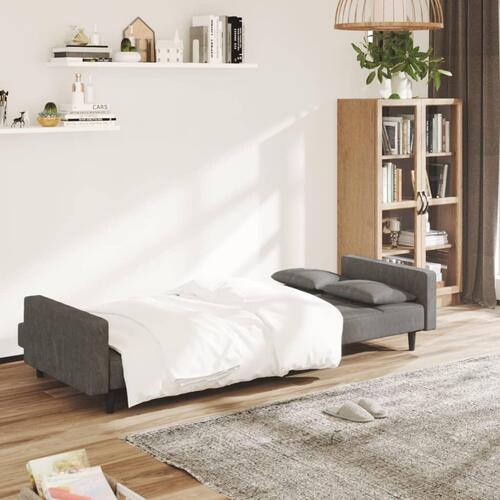 2-personers sovesofa med 2 puder fløjl mørkegrå