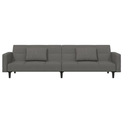 2-personers sovesofa med 2 puder fløjl mørkegrå