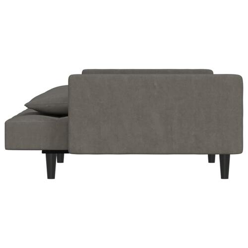 2-personers sovesofa med 2 puder fløjl mørkegrå