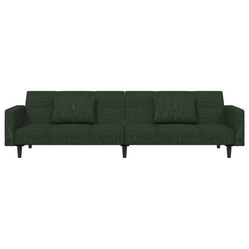 2-personers sovesofa med 2 puder fløjl mørkegrøn