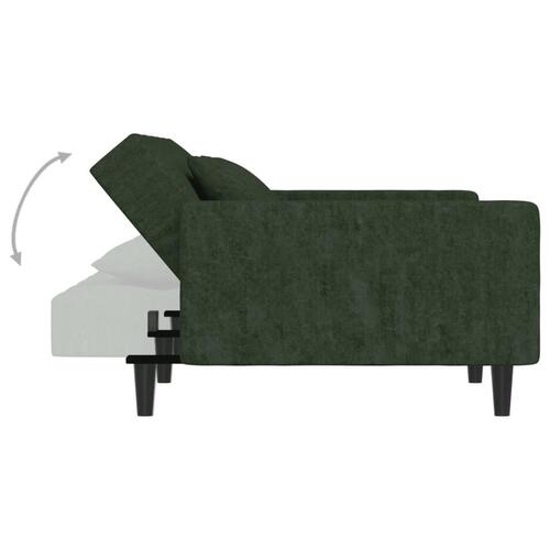 2-personers sovesofa med 2 puder fløjl mørkegrøn