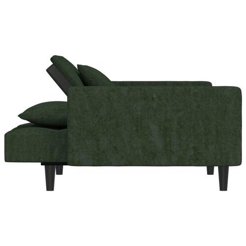 2-personers sovesofa med 2 puder fløjl mørkegrøn