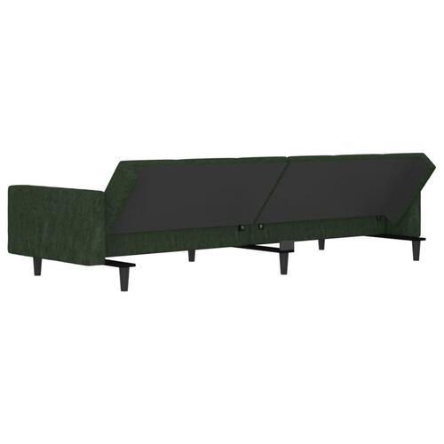 2-personers sovesofa med 2 puder fløjl mørkegrøn