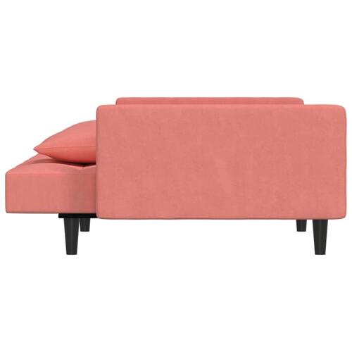 2-personers sovesofa med 2 puder fløjl lyserød