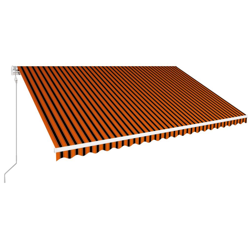 Foldemarkise automatisk betjening 500 x 300 cm orange og brun