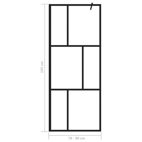 Bruseafskærmning 80x195 cm hærdet glas sort