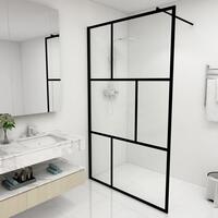 Brusevæg med hærdet glas 115x195 cm sort