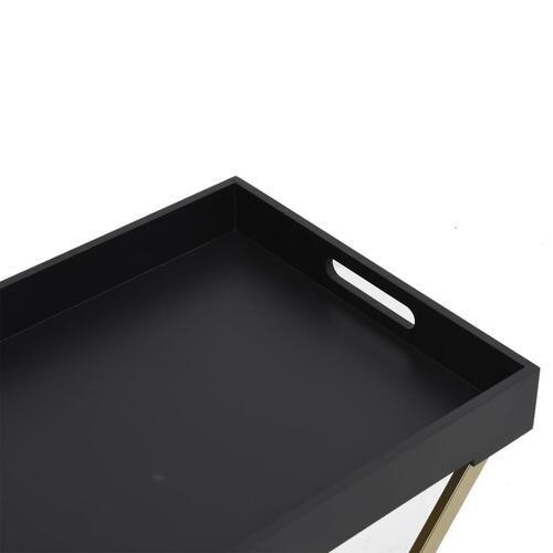 Foldbart bakkebord 48x34x61 cm MDF guldfarvet og sort