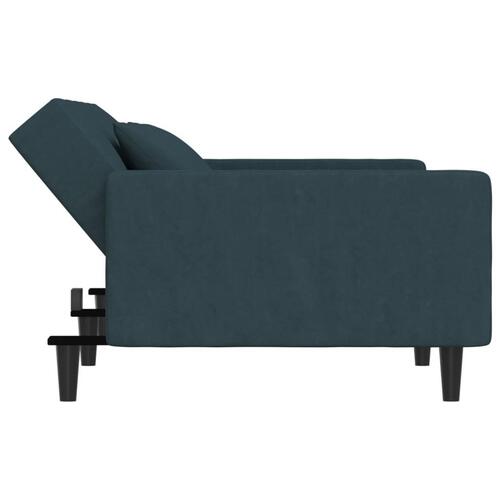 2-personers sovesofa med 2 puder fløjl blå