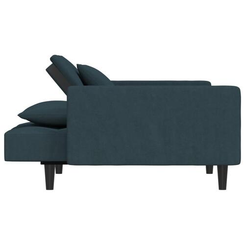 2-personers sovesofa med 2 puder fløjl blå